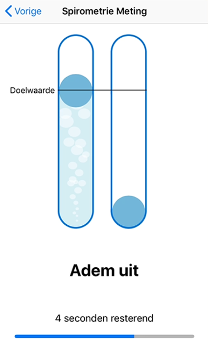 Screenshot Gezondheidsmeter: Spirometer meting overzicht 